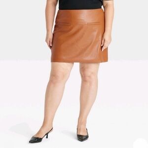 Women's Faux Leather Mini Skirt - A New
Day Tan 12